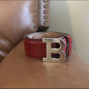 Red Pat B Bally Belt